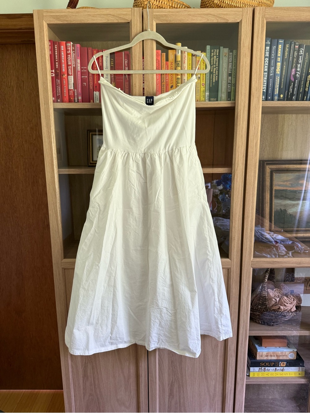 GAP White strapless midi dress